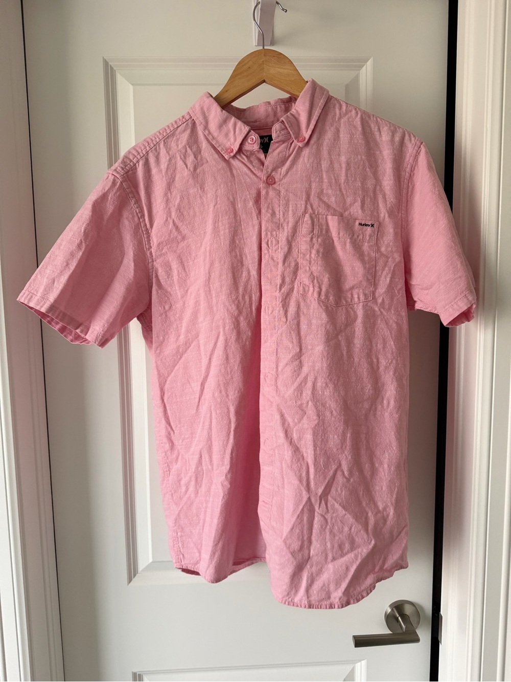 Hurley Light Pink Short-Sleeve Button-Down Shirt